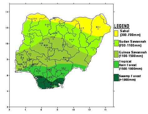 Map Of Nigeria Showing The Agro Ecological Zones