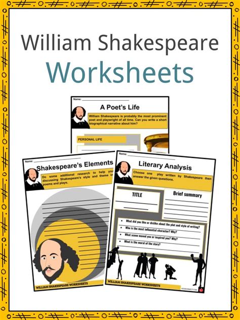 William Shakespeare Facts Worksheets Biography Work And Life For Kids