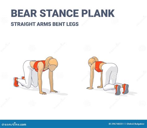 bear plank exercise female home workout routine guidance women fitness exercise stock