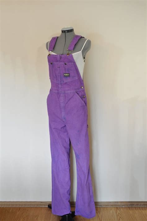 Purple Mens Small Bib Overall Pants Violet Dyed Upcycled