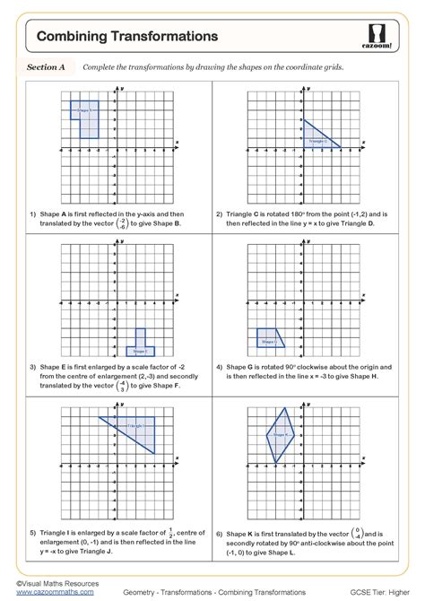 Combining Transformations Free Worksheet Printable Pdf Worksheets