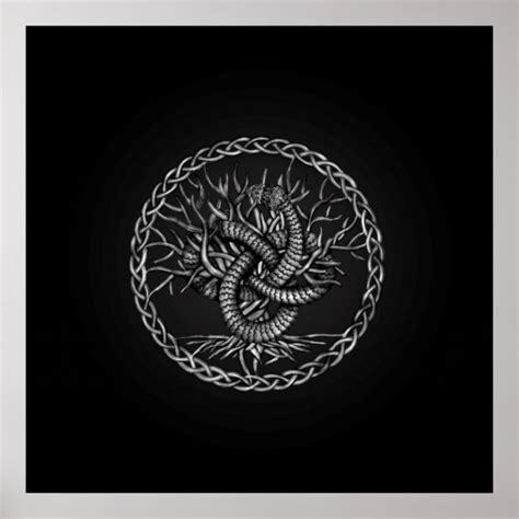 Ouroboros Celtic Knot With Tree Of Life Poster Uk