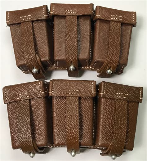 K98 Rifle Ammo Pouches Brown Leather Man The Line