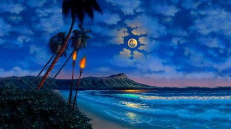 Moonlight Night Beach