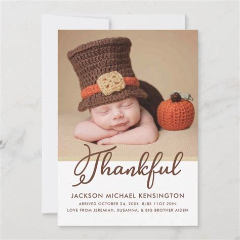 Thanksgiving Autumn Baby Birth Photo Announcement Zazzle Com Birth