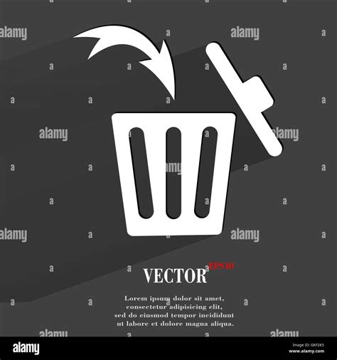 Trash Bin Flat Modern Web Button With Long Shadow And Space For Your
