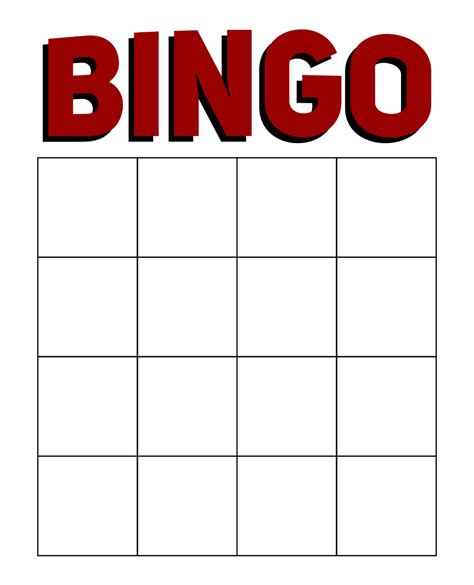 Printable Blank Bingo Cards Template 4 X 4 Free Printable Bingo Cards