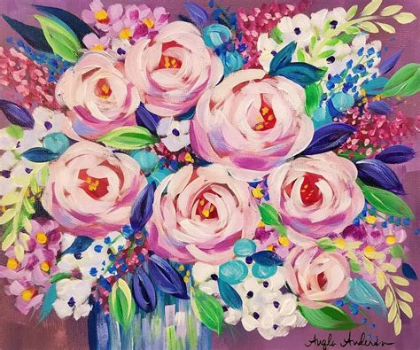Free Impressionist Floral Acrylic Painting Tutorial By Angela Anderson On Youtube Flowers