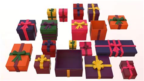 3d Model Christmas Presents Pack Vr Ar Low Poly Cgtrader