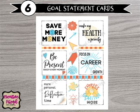 Excited To Share This Item From My Etsy Shop Goal Statement Cards