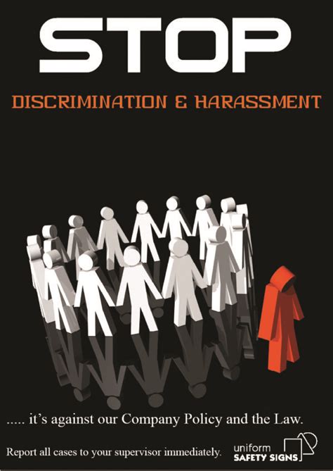 Stop Discrimination And Harassment Safety Posters And Sign