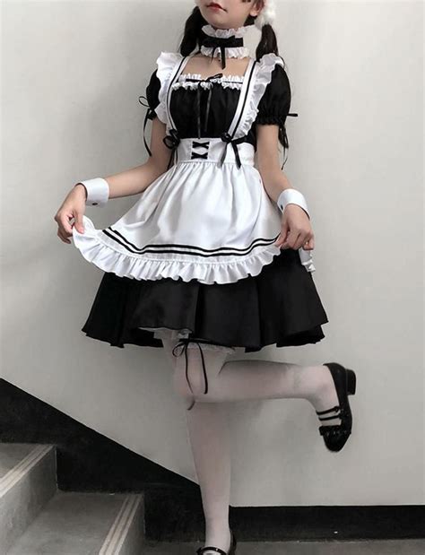 sexy cosplay maid costume anime women french maid outfit dress etsy maid costume pretty