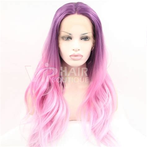 Ombre Pink Purple Fashion Style Synthetic Lace Front Wig High