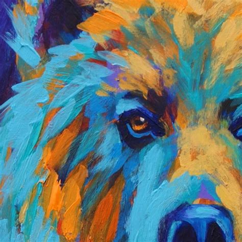 Grizzly Bear Painting In Bright Colors By Theresa Paden Colorful