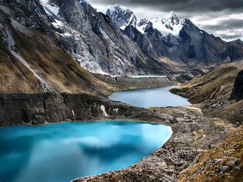 Peru Mountains Lake Cordillera Huayhuash Nature Wallpapers Hd