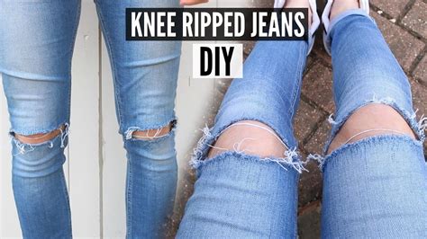 Diy Knee Ripped Jeans Tutorial 2023 How To Style Youtube
