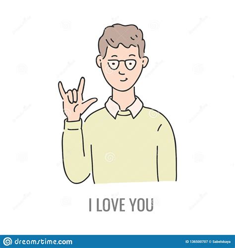 Vector Deaf Mute Sign Language Character Gesture Stock