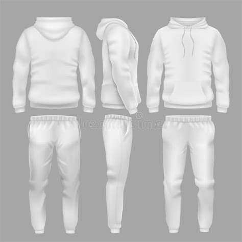 white hooded sweatshirt  sports trousers active sport wear hoodie  pants vector