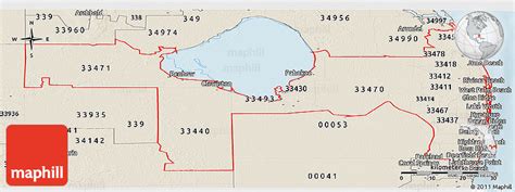 Classic Style Panoramic Map Of Zip Codes Starting With 334