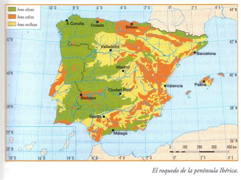 Geografía De España 2º Bach Comentario Mapa Litológico De España