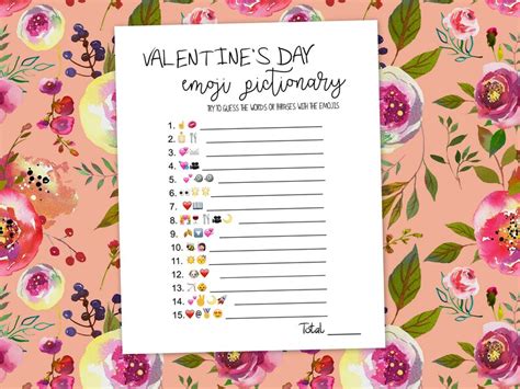 Valentines Day Emoji Pictionary Game Instant Download Etsy