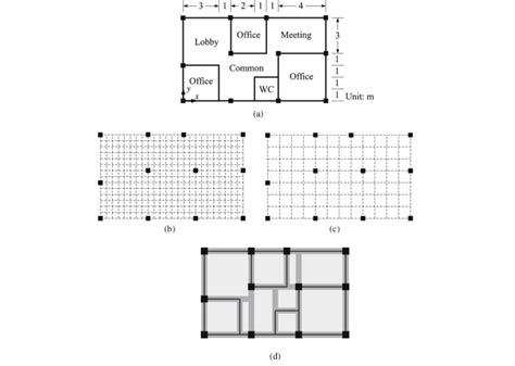 Problem 4 A The Given Floor Plan B The 05 M Grid C The 1 M
