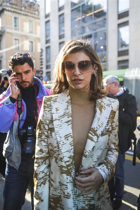 Braless Elisabetta Canalis Attends The Max Mara Fashion Show During Milan Fashion Week