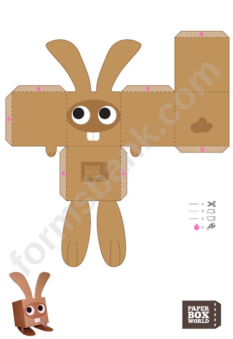 Rabbit Paper Toy Box Template Printable Pdf Download