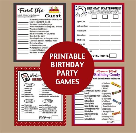 Birthday Party Games Adult Birthday Party Printable Games Etsy