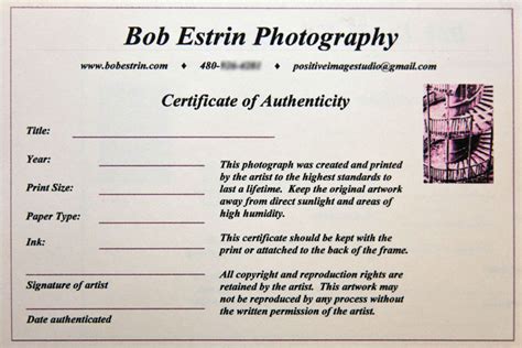 Certificate of authenticity pdf template for photographic prints. Art: Limited edition prints and Certificate of Authenticity - Wordpress website