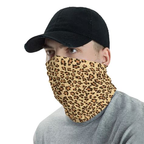 Brown Leopard Face Mask Shield Reusable Washable Headband Bandana Made