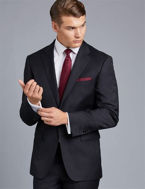 Mens Black Twill Weave Classic Fit Suit Mens Fashion Suits Hawes