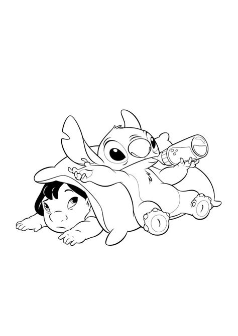 Lilo en Stitch drinken Lilo en Stitch Kleurplaten