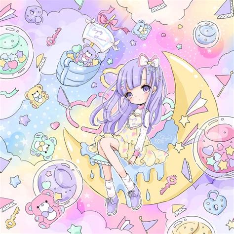 Anime Art Pastel Fairy Kei Lavender Hair Rainbow Toys