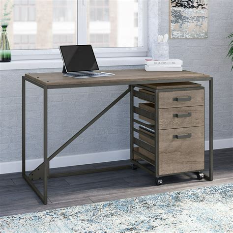 Bush Furniture Refinery 50w Industrial Desk With 3 Drawer Mobile File
