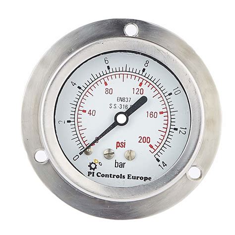 63 Mm Dial Range 0 To 200 Psi Pi Controls Europe Stainless Steel