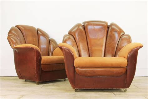Art Deco Leather Club Chairs Cooling And Cooling