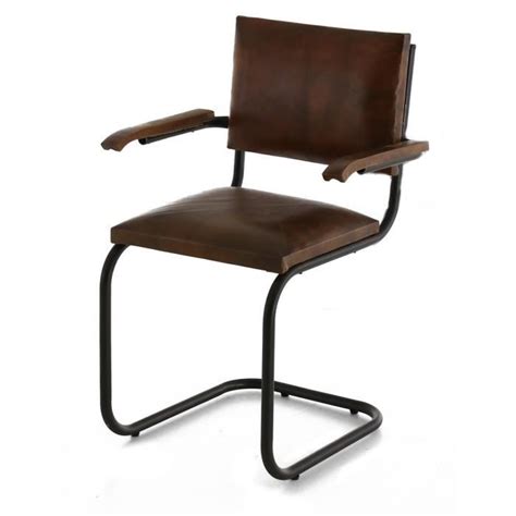 2x Chaise cuir et métal marron avec accoudoirs Montecristo  Achat