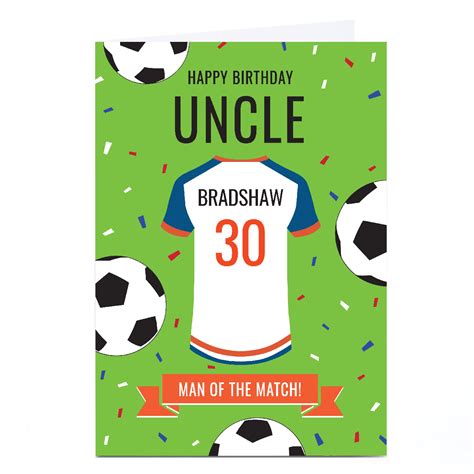 Buy Personalised Birthday Card Man Of The Match Football Shirt