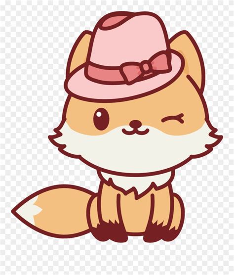 Winking Nerdy Fox Kawaii Cute Animals Cartoon Clipart