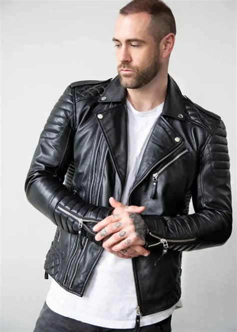 Buy Mens Quilted Black Leather Motorcycle Jacket Lucajackets