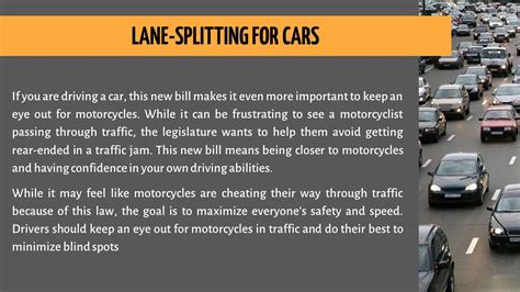 Even though lane splitting is legal in california, the law does have a few restrictions. What Should You Know About Lane Splitting In California ...