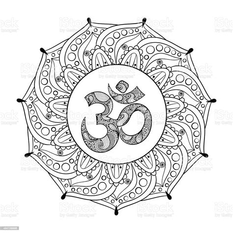 Hand Drawn Ohm Symbol Indian Diwali Spiritual Sign Stock Illustration