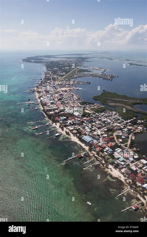 San Pedro Town On Ambergris Caye Belize In The Caribbean As Seen From