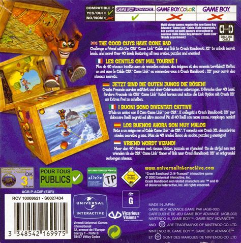 Crash Bandicoot 2 N Tranced 2003 Game Boy Advance Box Cover Art