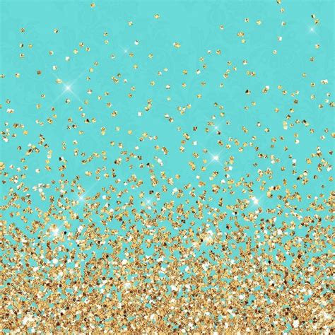 Sparkling Gold Glitter Confetti On Aqua Teal Damask Background Coffee