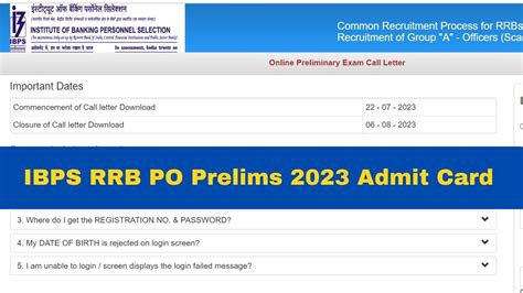 IBPS RRB PO Prelims Admit Card Released At Ibps In Get Download Link Here