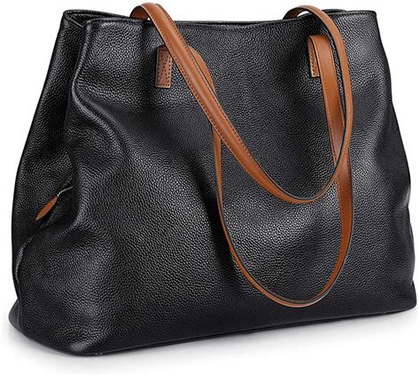 S Zone Leather Tote Bag For Women With Zipper Soft Genuine Leather Handbags Shoulder Bags Big