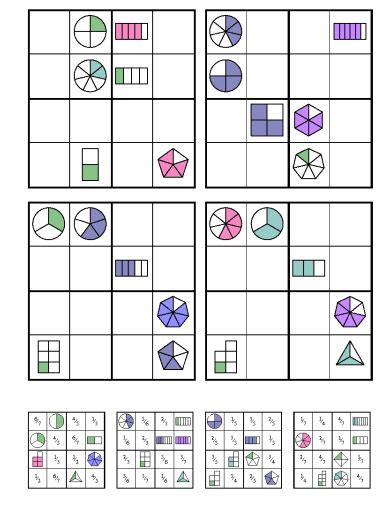 Juegos imprimibles para niños y niñas. Sudoku de fracciones http://neoparaiso.com/imprimir/juegos ...