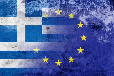 Grunge Flag Greece European Union Economic Crisis Greece Stock Photos